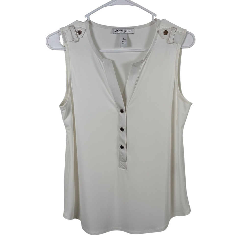 White House Black Market Sleeveless Blouse Size S White Layering Stretchy Career